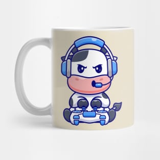 Cute Baby Cow Gaming Cartoon Mug